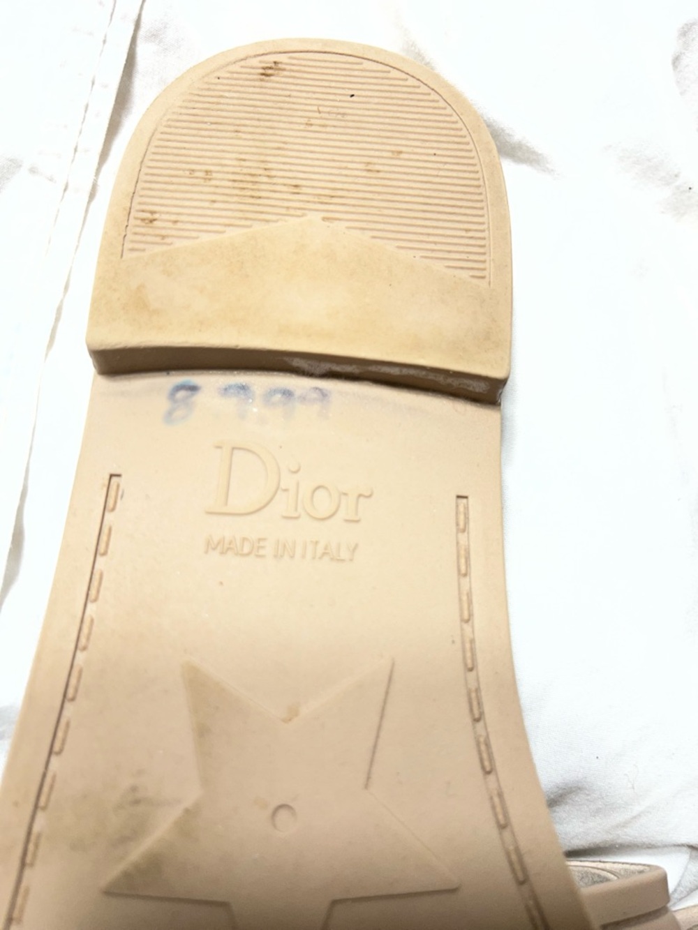 Dior Quilted Logo Slide Sandals in Nude - Picture 6 of 8